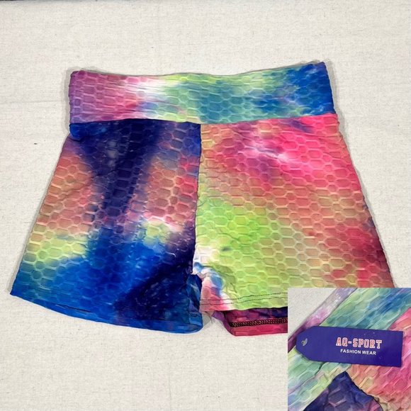 AQ Sport Pants - NWT - AQ Sport textured ruched tie dyed shorts womens size large